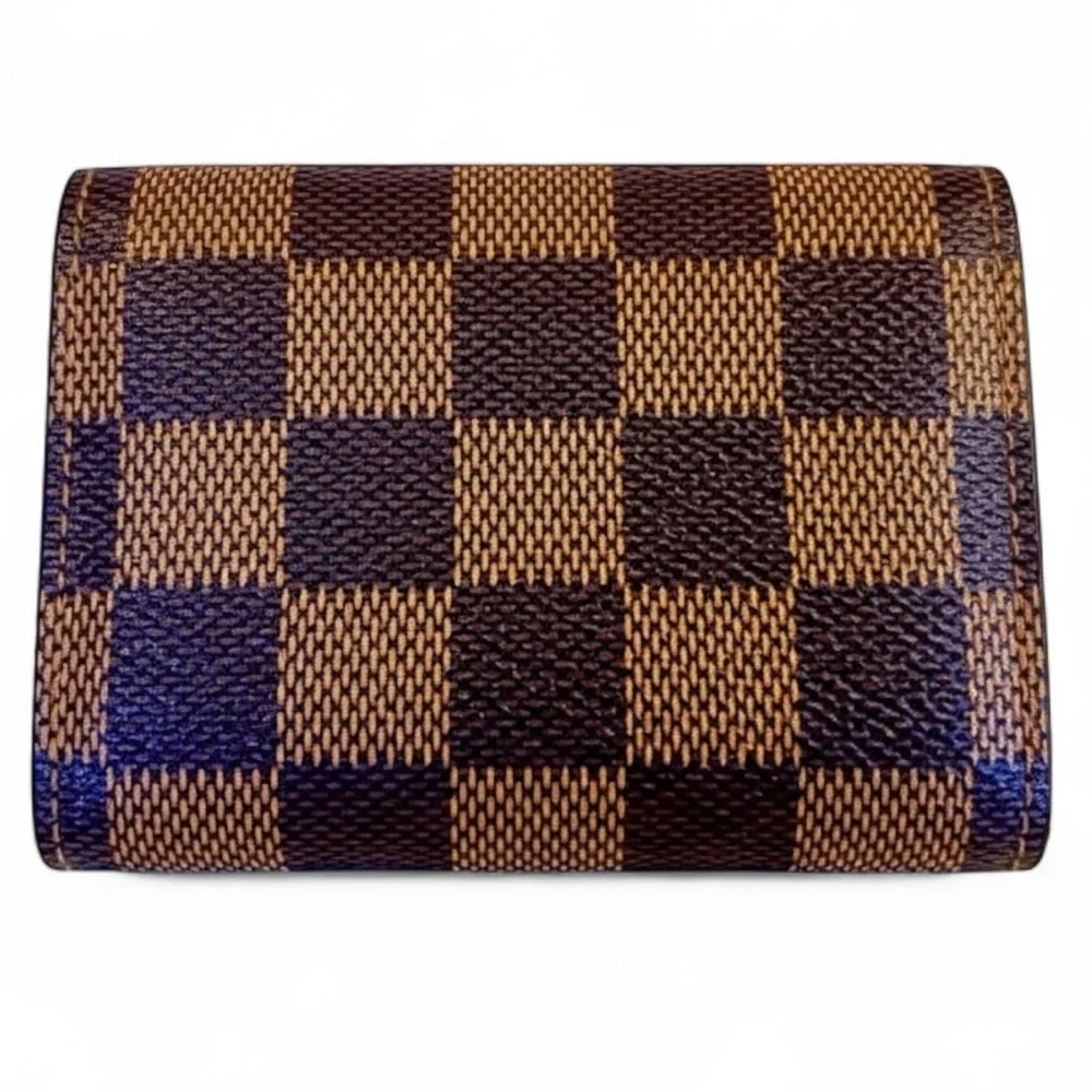 LOUIS VUITTON Damier Ebene Canvas Tri-Fold Wallet w/Box & Dust Bag, EUC